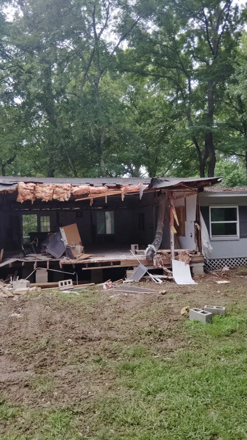 Residential demolition in progress
